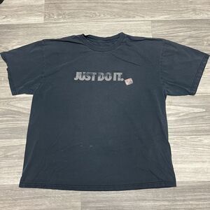 Vintage Y2K Nike‎ Center Swoosh Shirt Mens L Black Faded Distressed Punk Grunge